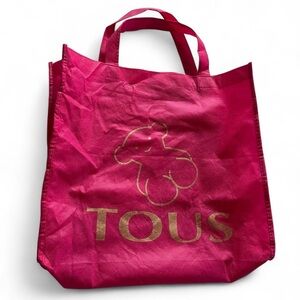 TOUS Y2K Pink Canvas Reusable Shopper Tote Bag w Bear Graphic